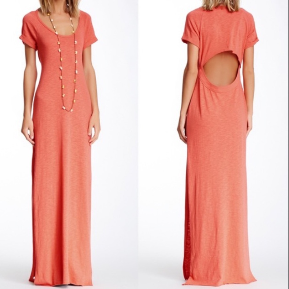 Women’s Coral Cutout Back Maxi Dress